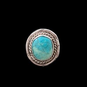 Vintage Navajo Sterling Silver Turquoise Ring Size 7.5
